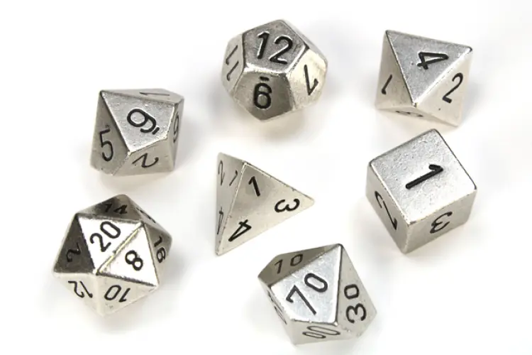 Metal Polyhedral Silver Dobbelsteen Set (7 stuks)