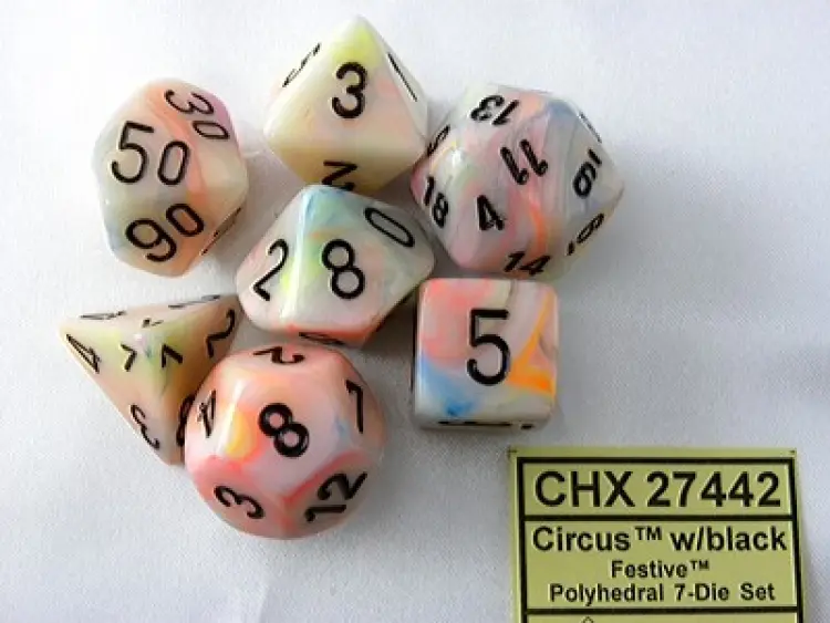 Festive Circus/black Polydice Dobbelsteen Set (7 stuks)