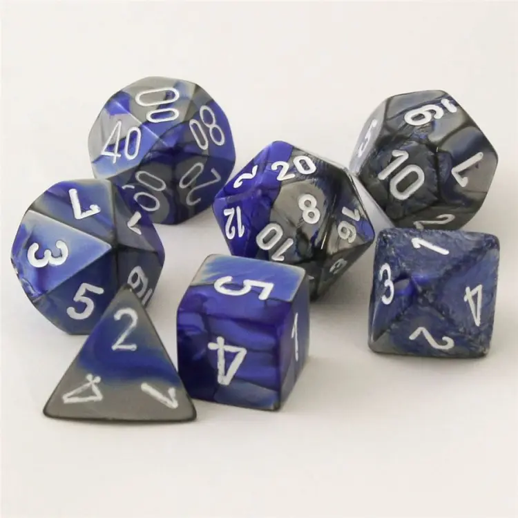 Gemini Blue-Steel/white Polydice Dobbelsteen Set (7 stuks)