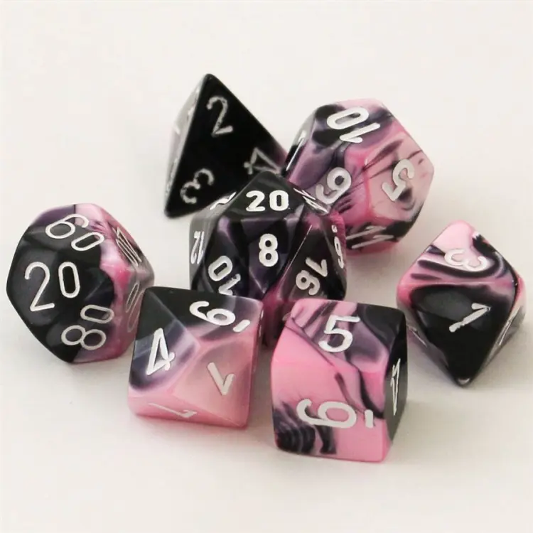 Gemini Black-Pink/white Polydice Dobbelsteen Set (7 stuks)