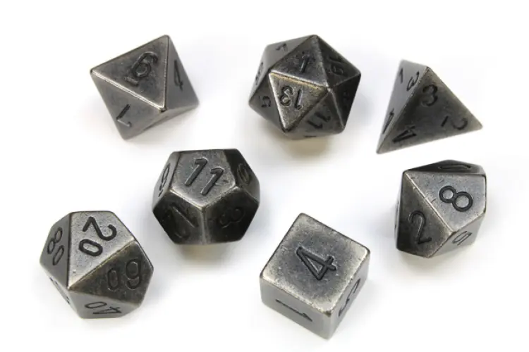 Metal Polyhedral Dark Metal Dobbelsteen Set (7 stuks)